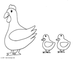Une poule et ses deux poussins -- 13/03/07